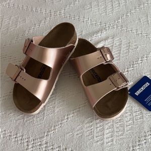 Kids rose gold Birkenstock sandals